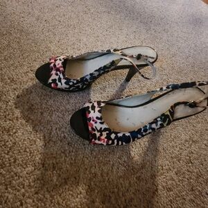 Zara Multicolor Animal Print Slingback Heels